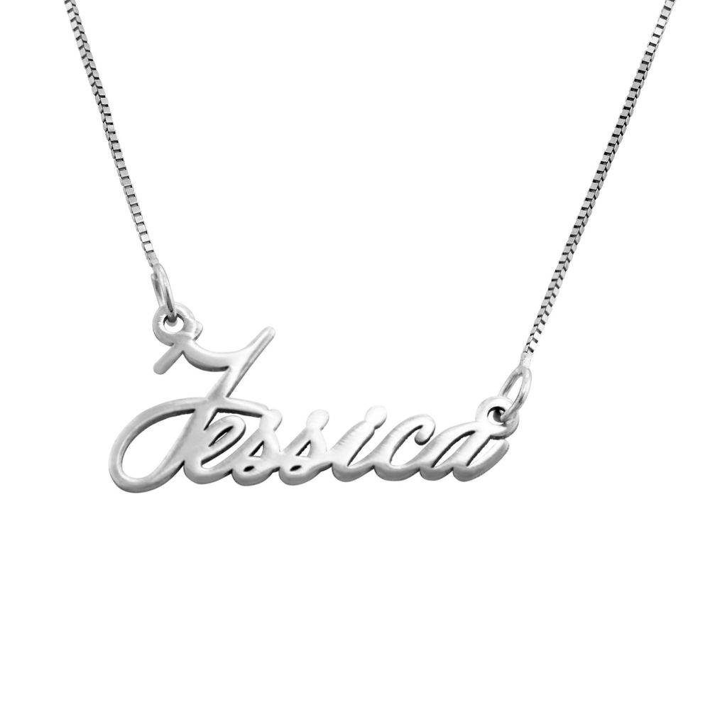 14K Tiny White Gold Name Necklace-2 product photo