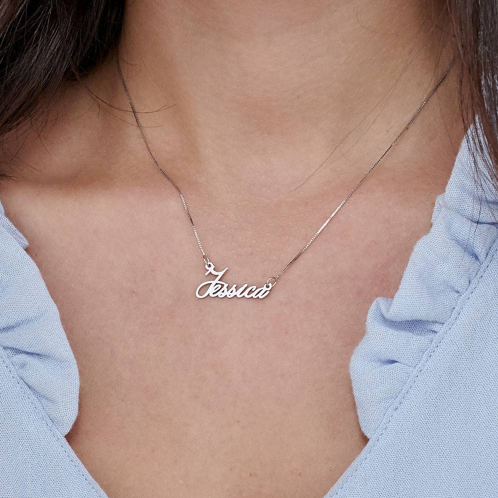 14K Tiny White Gold Name Necklace-3 product photo