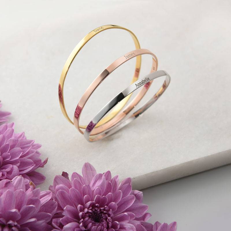 18k Gold-Plated Engraved Bangle Bracelet-2 product photo