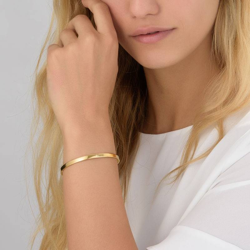 18k Gold-Plated Engraved Bangle Bracelet-4 product photo