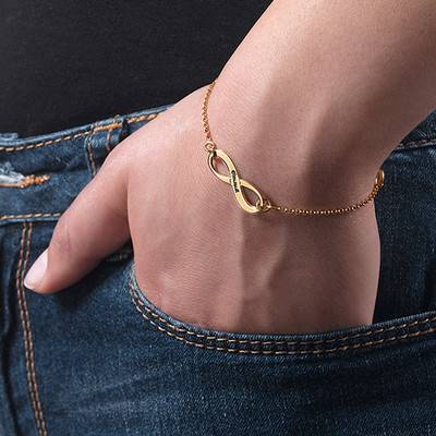 18k Gold Plated Engraved Infinity Bracelet-3 product photo