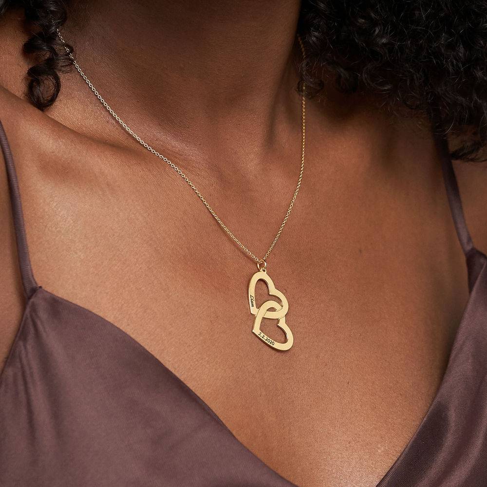 18k Gold Plated Heart in Heart Necklace-4 product photo