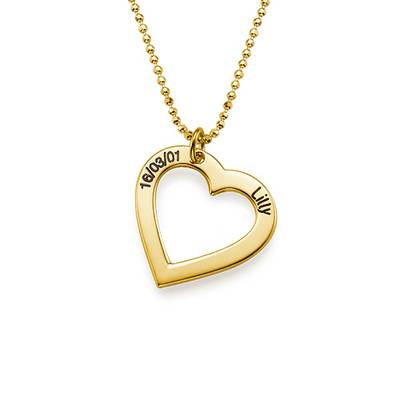 18k Gold Plated Engraved Heart Necklace-1 product photo