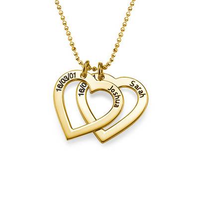 18k Gold Plated Engraved Heart Necklace-2 product photo