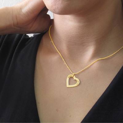 18k Gold Plated Engraved Heart Necklace-3 product photo