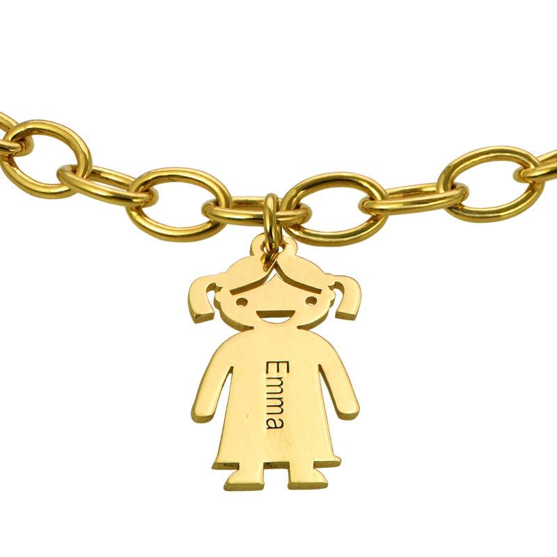18k Gold Plated Silver Engraved Kids Bracelet-2 product photo