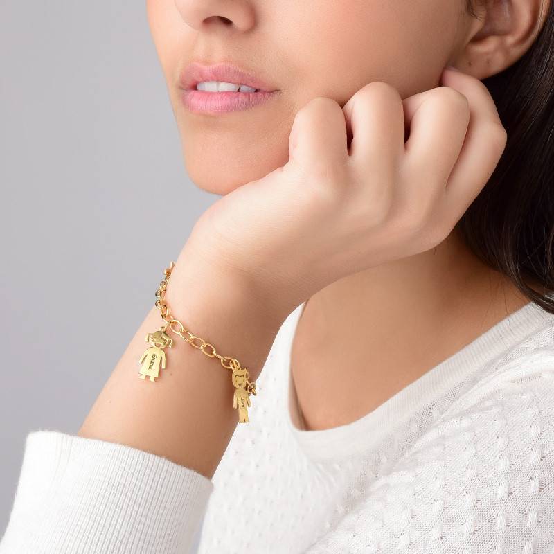 18k Gold Plated Silver Engraved Kids Bracelet-4 product photo