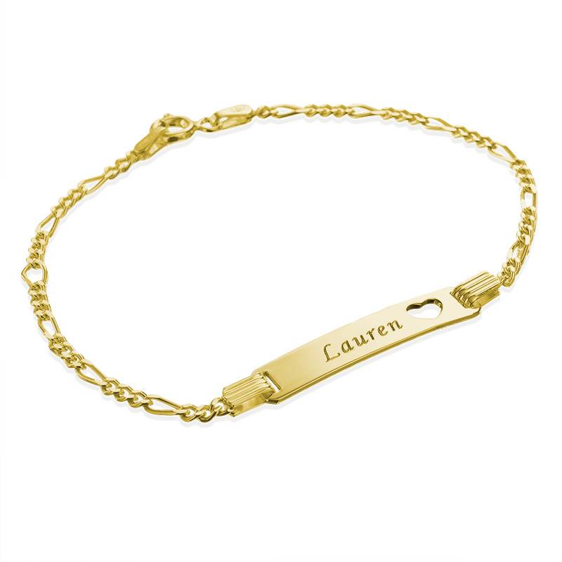 18k Gold-Plated Silver Girl's ID Bracelet with Heart-1 product photo