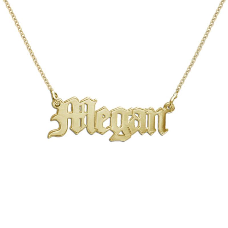 18k Gold-Plated Silver Old English Name Necklace-1 product photo