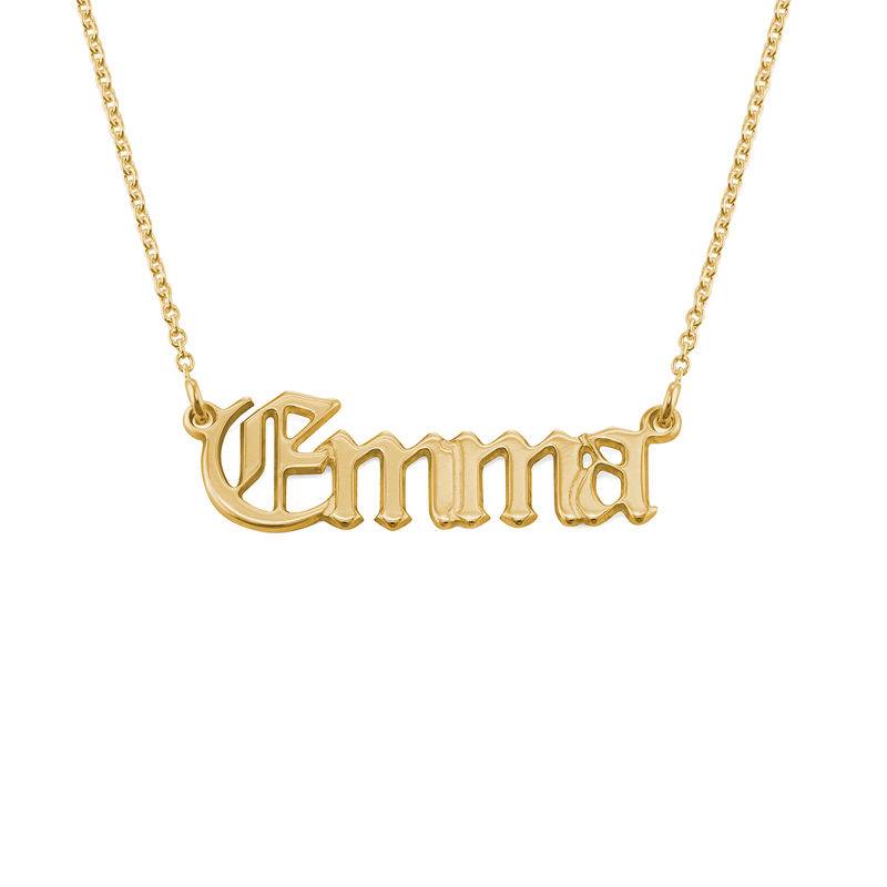 18k Gold-Plated Silver Old English Name Necklace-2 product photo