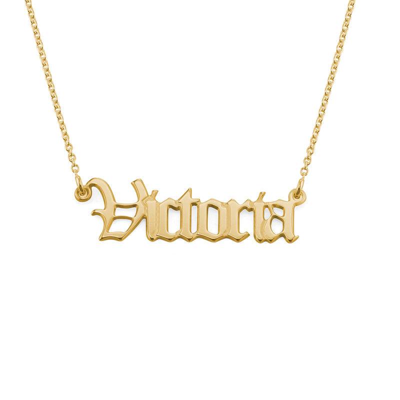 18k Gold-Plated Silver Old English Name Necklace-3 product photo