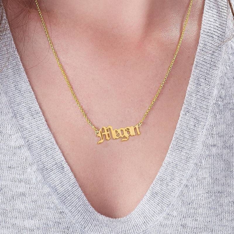 18k Gold-Plated Silver Old English Name Necklace-5 product photo