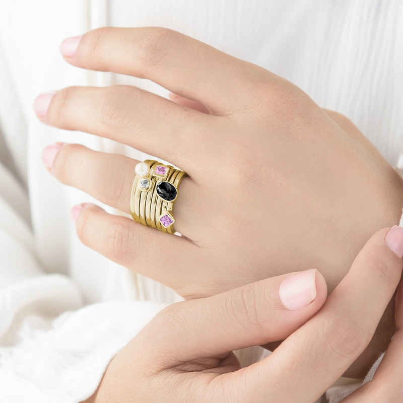 18K Gold Plated Stackable Square Ring-4 product photo