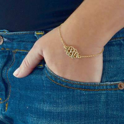 18k Gold Plated Sterling Silver Monogram Bracelet / Anklet-3 product photo