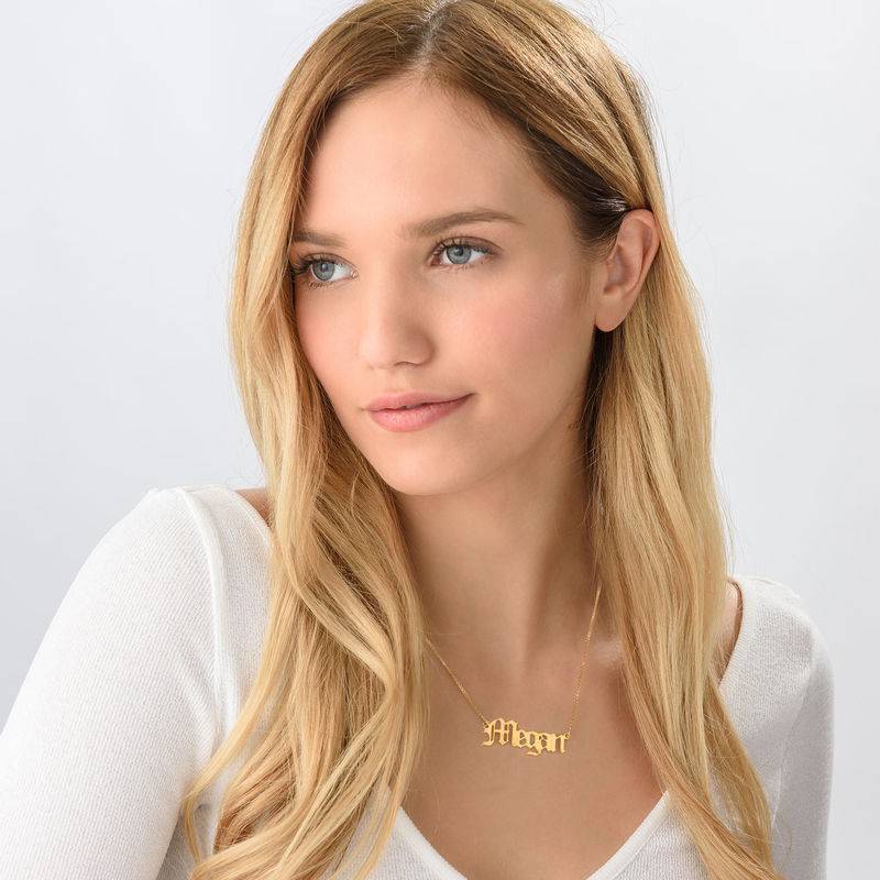 18k Gold Vermeil Old English Style Name Necklace-2 product photo