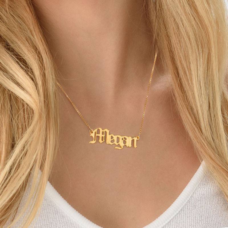 18k Gold Vermeil Old English Style Name Necklace-3 product photo