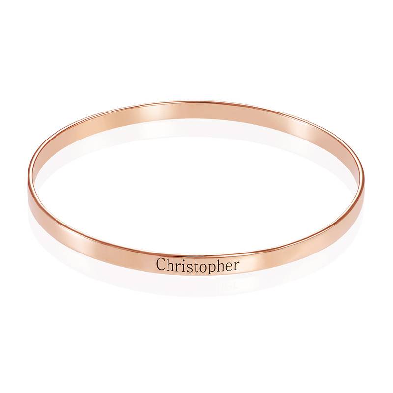18k Rose Gold Plated Engraved Bangle Bracelet-1 product photo
