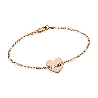 18k Rose Gold Plated Engraved Heart Couples Bracelet-1 product photo