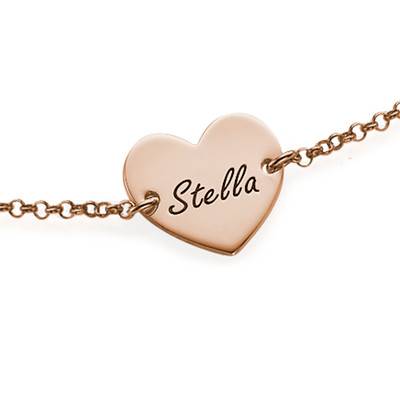 18k Rose Gold Plated Engraved Heart Couples Bracelet-2 product photo