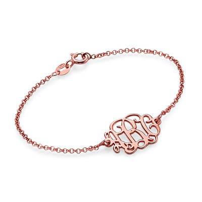18K Rose Gold Plated Silver Monogram Bracelet-1 product photo