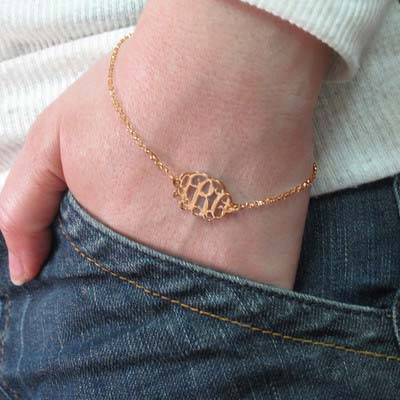 18K Rose Gold Plated Silver Monogram Bracelet-3 product photo
