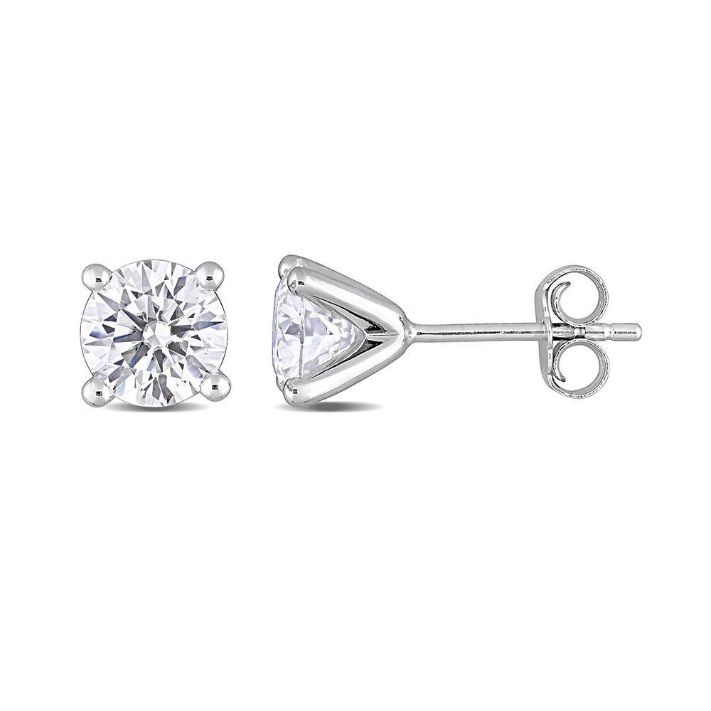 2 C.T T.G.W. Moissanite Solitaire Earrings in Sterling Silver-1 product photo