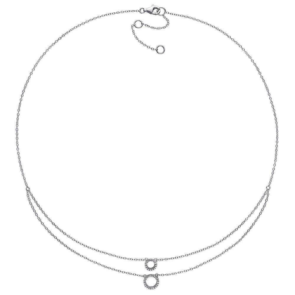 2 Layer Necklace with Pettit Circle Pendants in Sterling Silver with Diamonds-2 product photo