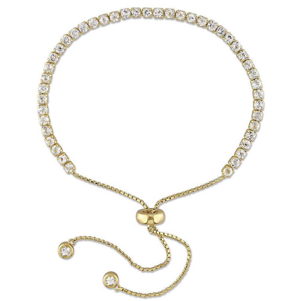 2.5mm White Topaz Bolo Bracelet in Gold Plated Sterling Silver-1 product photo