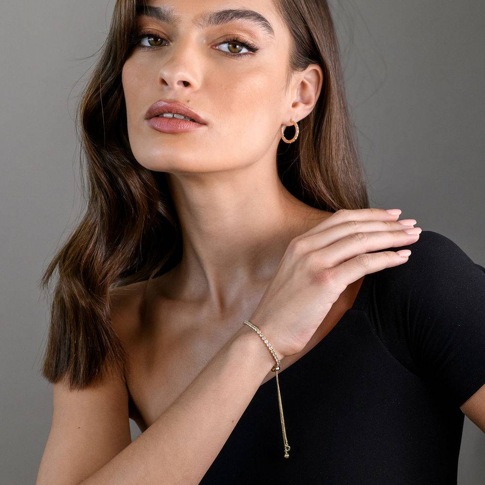 2.5mm White Topaz Bolo Bracelet in Gold Plated Sterling Silver-4 product photo