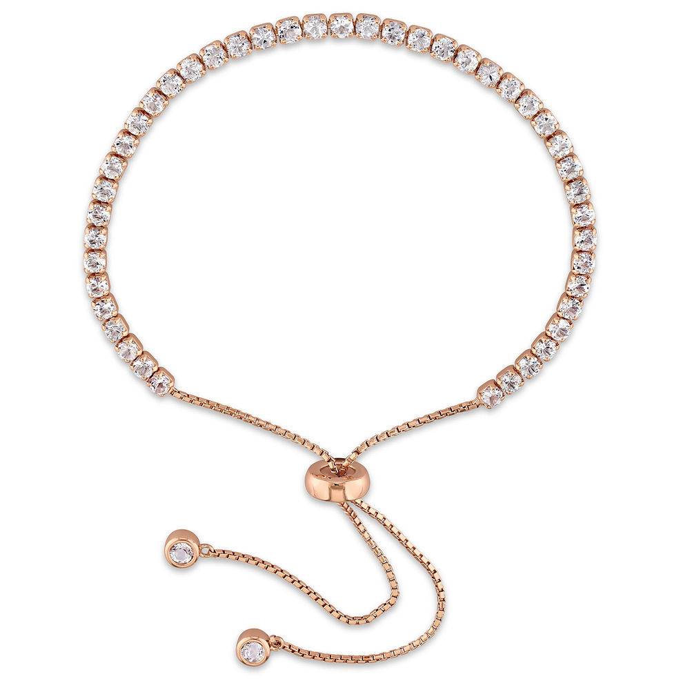 2.5mm White Topaz Bolo Bracelet in Rose Gold Plated Sterling Silver-1 product photo