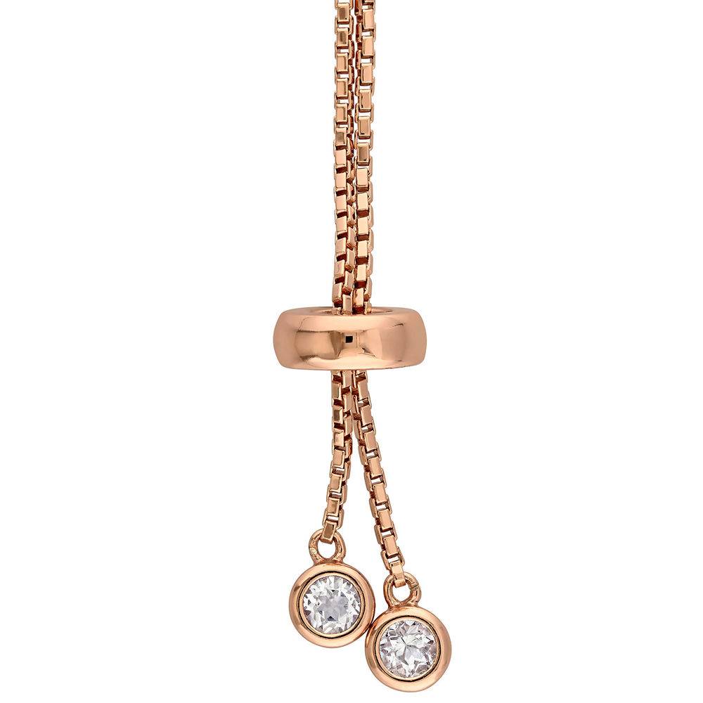 2.5mm White Topaz Bolo Bracelet in Rose Gold Plated Sterling Silver-2 product photo