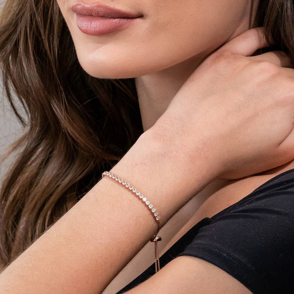 2.5mm White Topaz Bolo Bracelet in Rose Gold Plated Sterling Silver-3 product photo