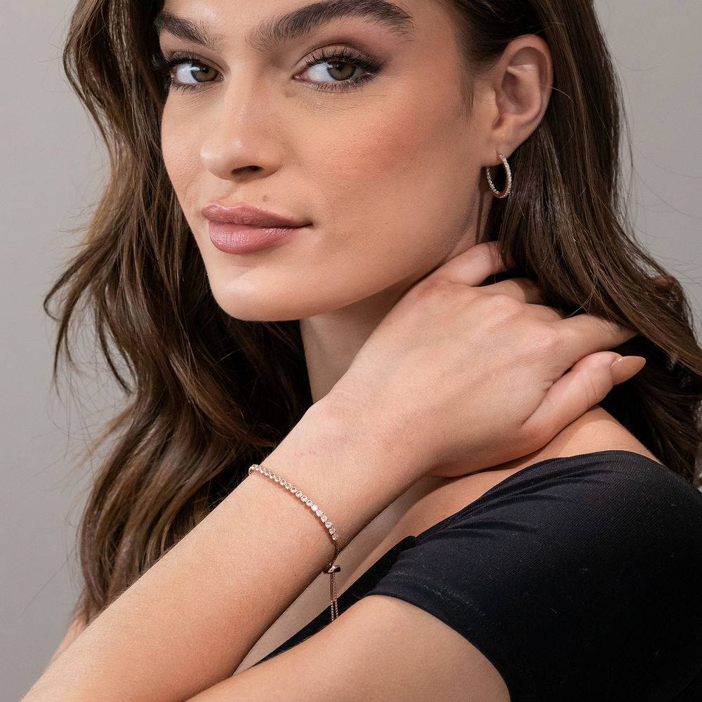 2.5mm White Topaz Bolo Bracelet in Rose Gold Plated Sterling Silver-4 product photo