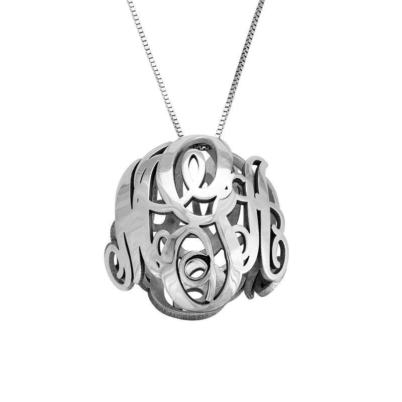 3D Monogram Necklace in 14k White Gold-1 product photo