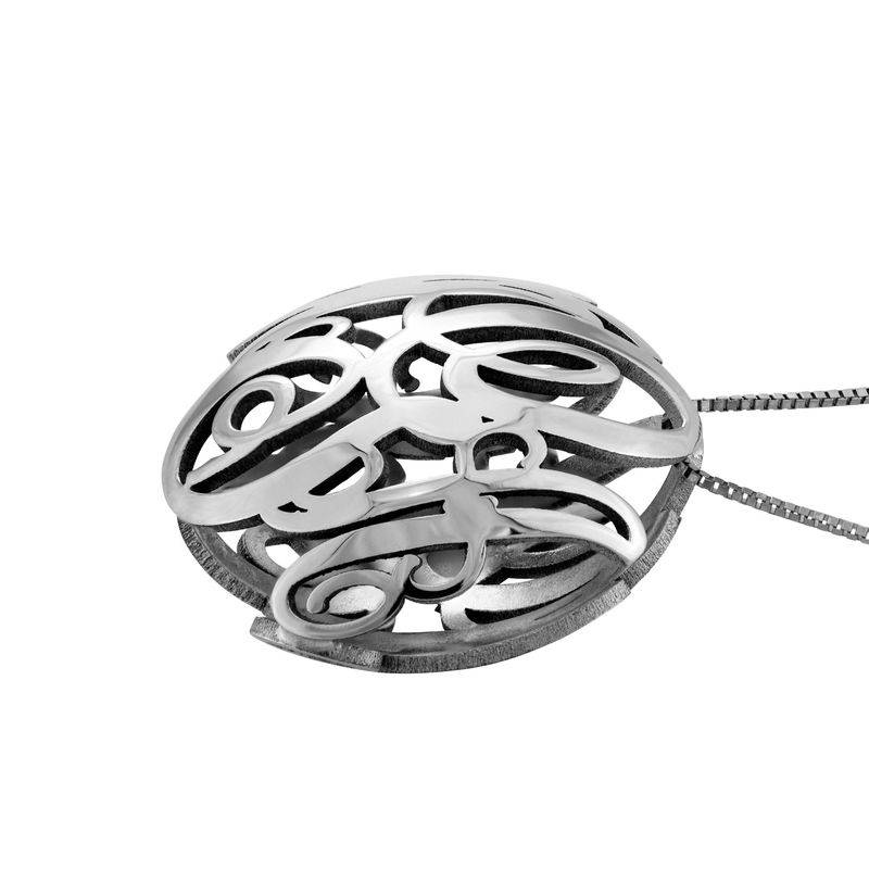 3D Monogram Necklace in 14k White Gold-2 product photo