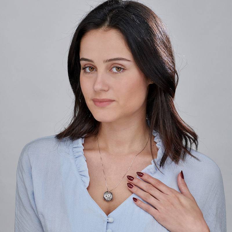 3D Monogram Necklace in 14k White Gold-3 product photo