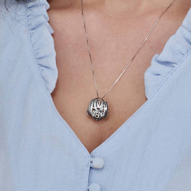 3D Monogram Necklace in 14k White Gold-4 product photo