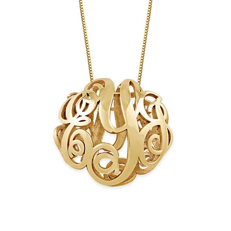 3D Monogram Necklace in 14K Yellow Gold-1 product photo