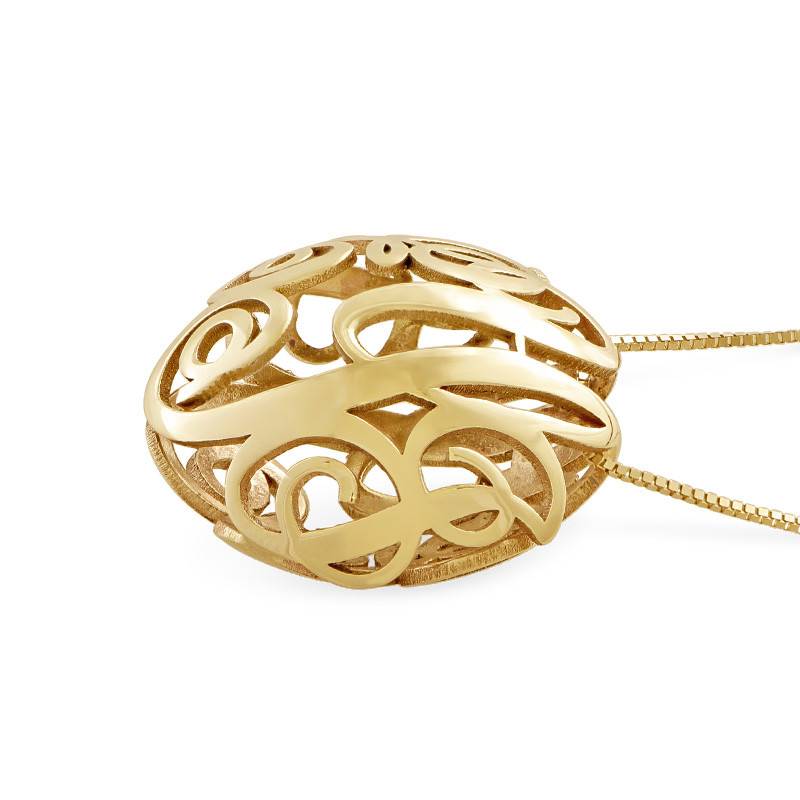 3D Monogram Necklace in 14K Yellow Gold-2 product photo