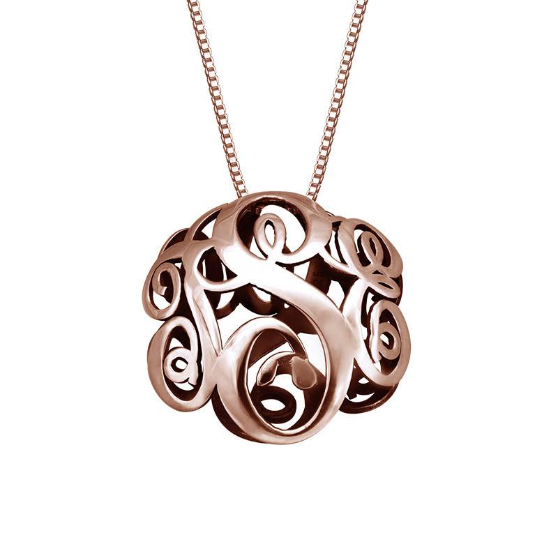 3D Monogram Necklace with Rose Gold Plating-1 product photo