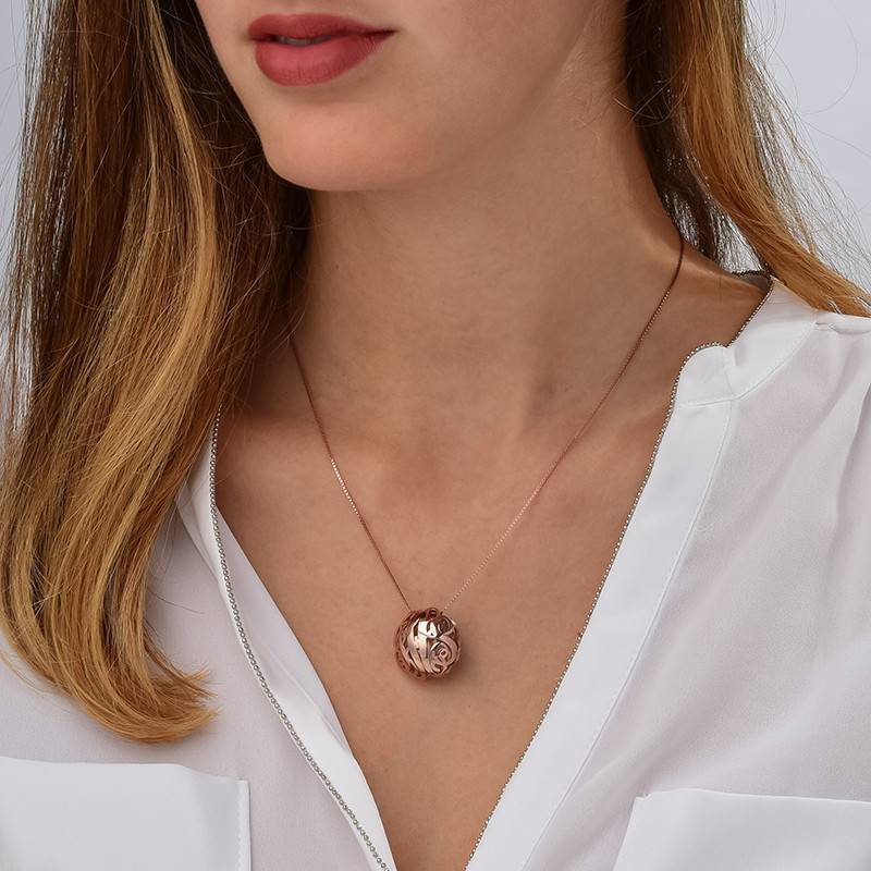 3D Monogram Necklace with Rose Gold Plating-3 product photo