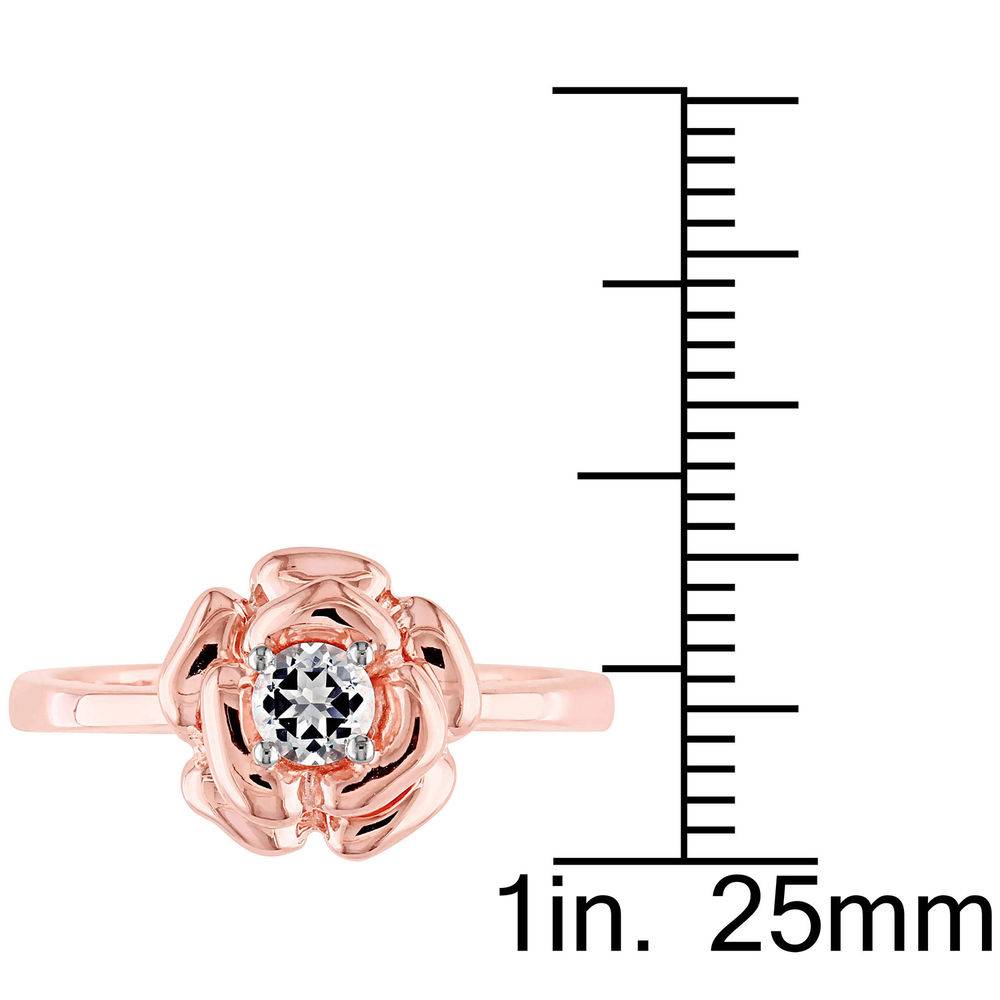 4.0mm Lab-Created White Sapphire Rose Flower Ring in Rose Gold Plated Sterling Silver-5 product photo