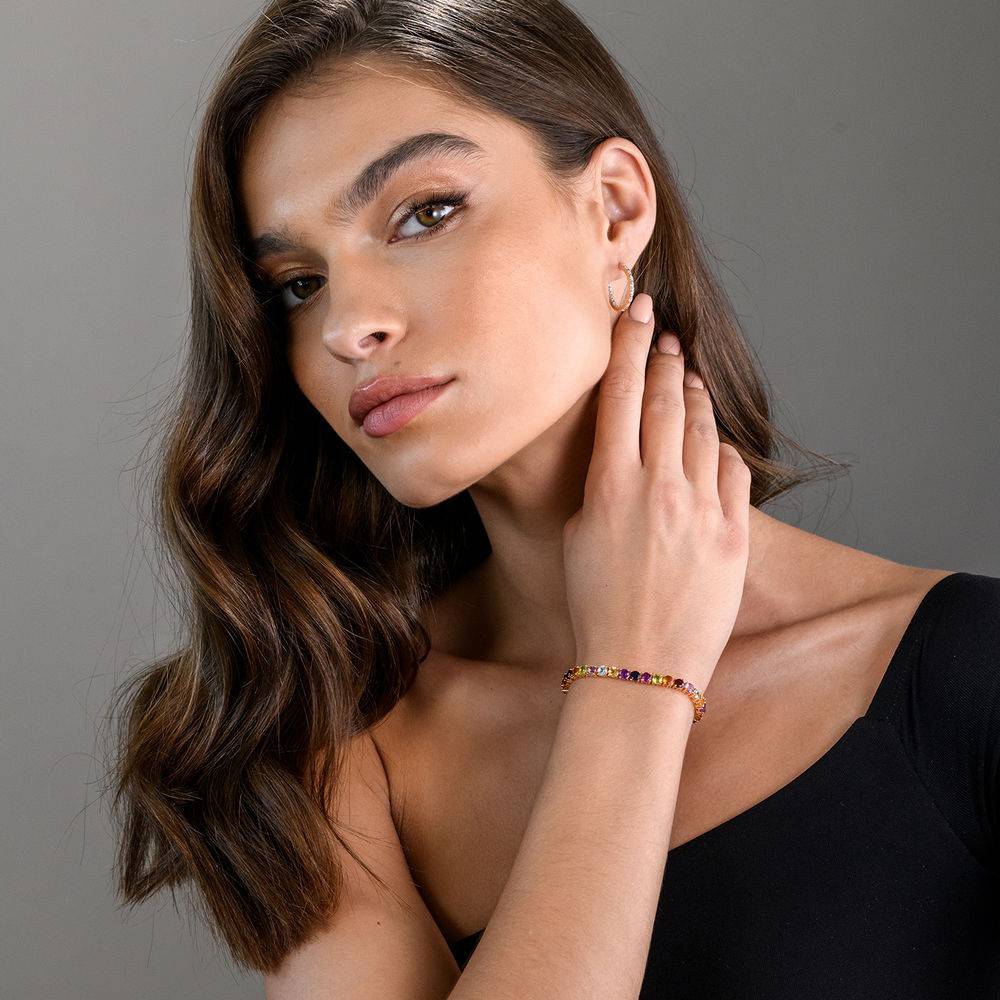 4.0mm Multi-Gemstone Tennis Bracelet in Gold Plated Sterling Silver-3 product photo