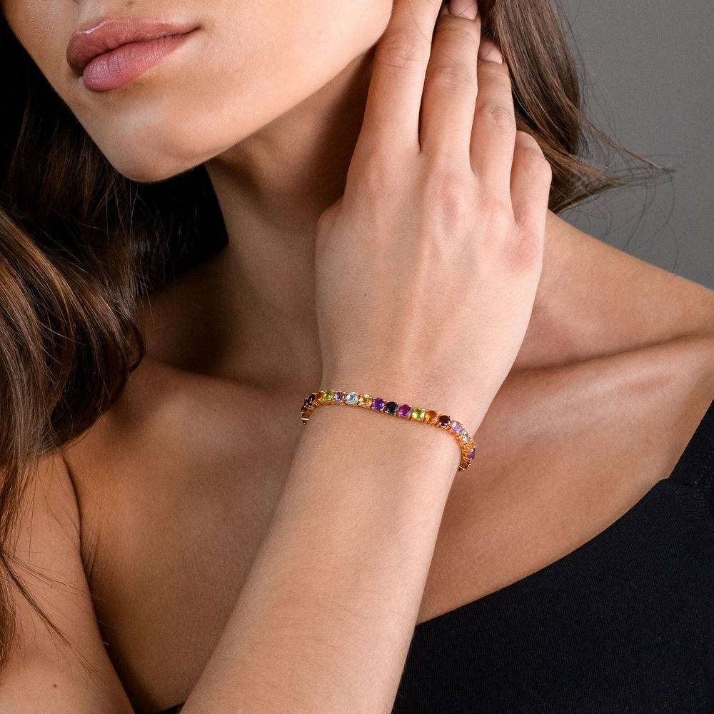 4.0mm Multi-Gemstone Tennis Bracelet in Gold Plated Sterling Silver-4 product photo