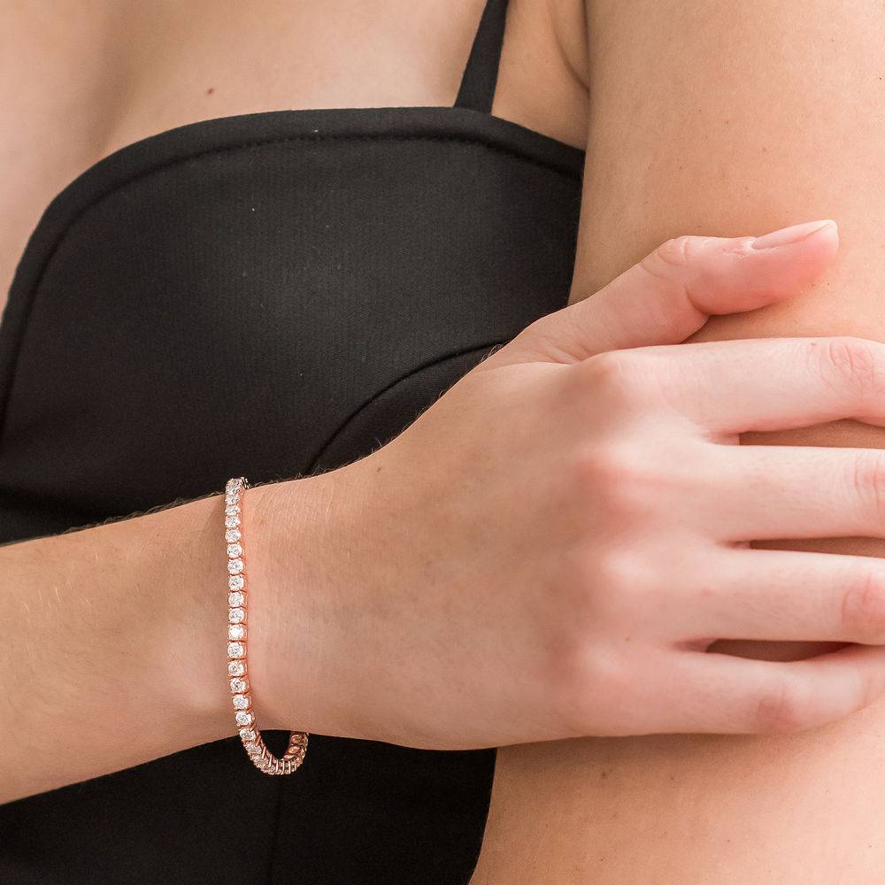 5 5/8 CT TGW Created Moissanite Tennis Bracelet in Pink Silver-3 product photo
