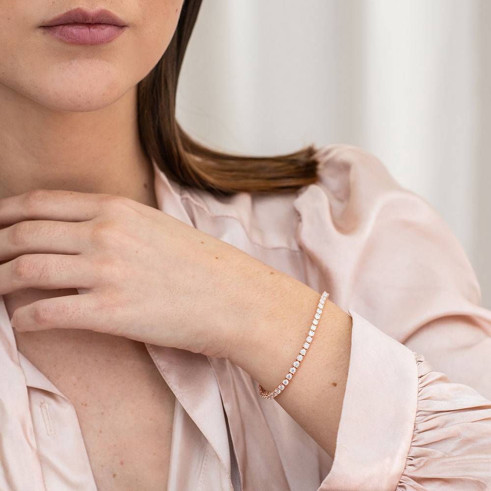 5 5/8 CT TGW Created Moissanite Tennis Bracelet in Pink Silver-4 product photo
