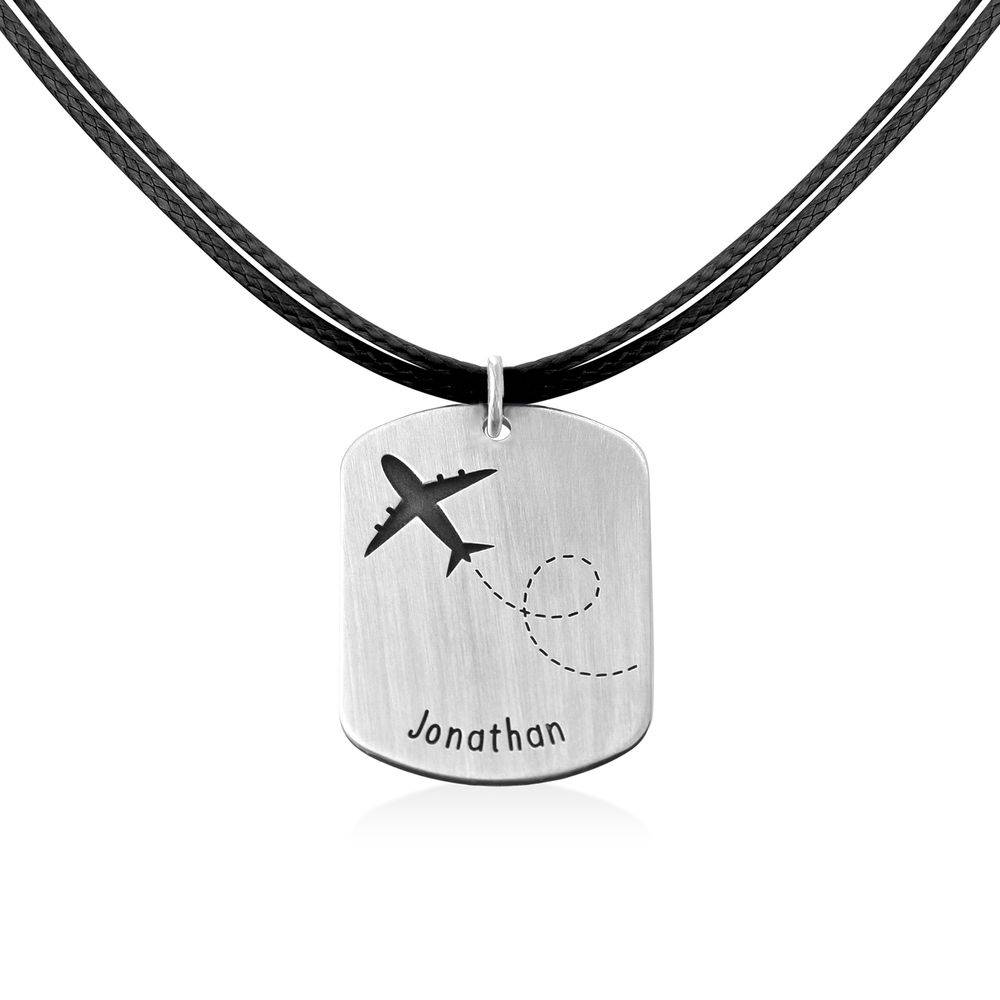 Airplane Personalized Dog Tag in Sterling Silver-1 Airplane Personalized Dog Tag in Sterling Silver-1 product photo