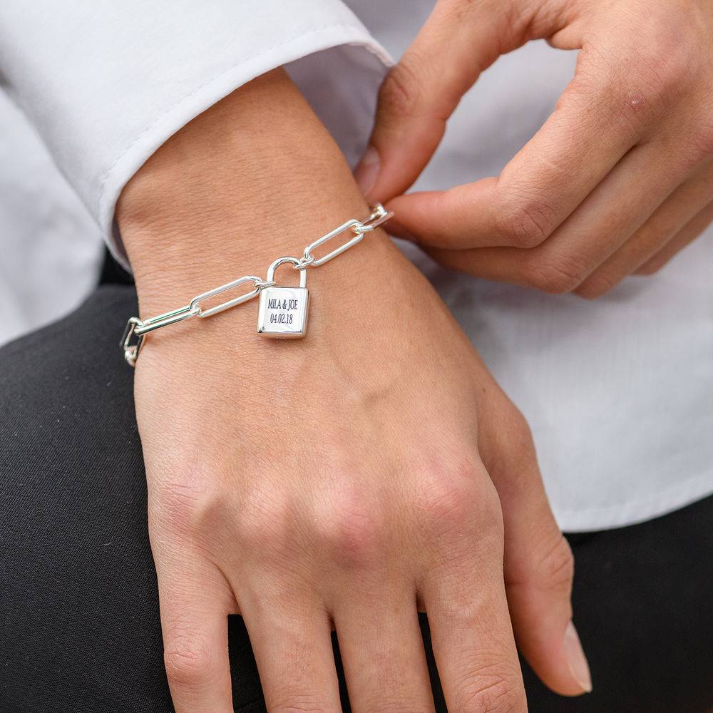 Allie Padlock Link Bracelet in Sterling Silver-5 product photo