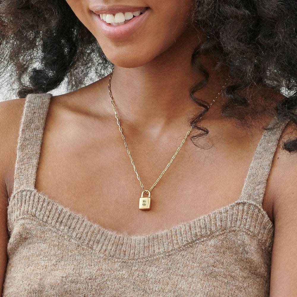 Allie Padlock Link Necklace in Gold Plating-3 product photo