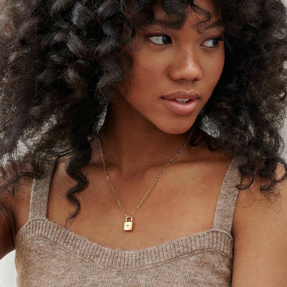 Allie Padlock Link Necklace in Gold Vermeil-2 Allie Padlock Link Necklace in Gold Vermeil-2 product photo